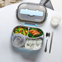 Bento กล่องอาหารกลางวันกล่องเก็บอาหารสแตนเลส 4 ช่องแบบพกพา Leakproof สำหรับ Office โรงเรียน Travel