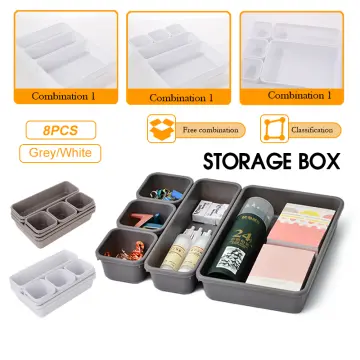 8pcs Set Organizer Box Trays Drawer Organizer Storage Box Tray Cutlery  Cosmetics Stationery