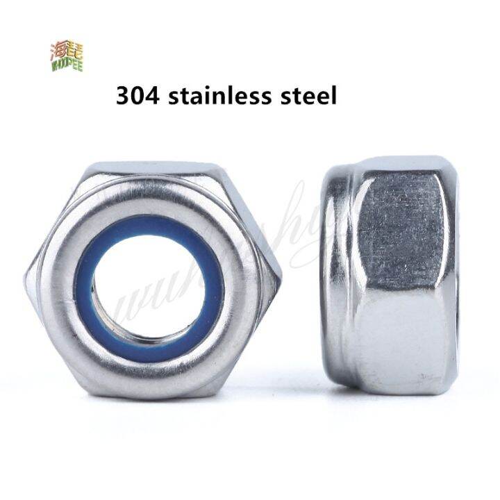 50x-m2-m2-5-m3-m4-m5-m6-304-stainless-steel-carbon-steel-black-zinc-plated-hex-nylon-insert-lock-nut-self-locking-nylock-locknut