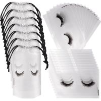 100Pcs Eyelash Aftercare Bags Lash Bags for Clients Cute Lash Packaging Bags 50 Drawstring and 50 Zipper Cosmetic Bags