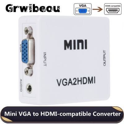 ✾❖☜ Grwibeou VGA to HDMI-compatible Converter Box 1080P Mini VGA Video Audio Adapter For PC Laptop HDTV Projector VGA2HDMI Adapter