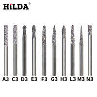 Hilda 3Mm 1/8 "ชุดตะไบมีดตัดผ้า3Mm หัวเจาะทังสเตนคาร์ไบด์ Cnc ตัดขอบแกะสลักขนาด3Mm 10ชิ้น/เซ็ต