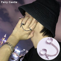 【Fairy Castle】แหวนฮิปฮอปพั้งค์แฟชั่นใหม่,แหวนโซ่สีเงินสำหรับผู้ชายและผู้หญิง