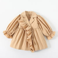 Babyinstar Girls Trench Coats 2021 Spring&amp;Autumn Ruffle Design Jacket Children Clothes Kids Fashion Style Trench Coat Jacket