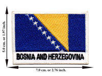 ตัดรีด ตัวรีดติดเสื้อ อาร์มปัก ติดเสื้อปัก ปักเสื้อ DIY ลายธงBOSNIA AND HERZEGOVINA สีน้ำเงิน มีบริการเก็บเงินปลายทาง