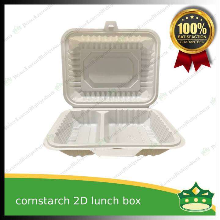 [50 pcs] 2 division compostable constarch bento box biodegradable meal ...