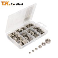 T.K. Excellent 304 Stainless Steel Hex Hexagon Nuts M3 M4 M5 M6 M8 M10 Kits  240 Pcs Hex Hexagon Self locking Nut Kit Nails  Screws Fasteners