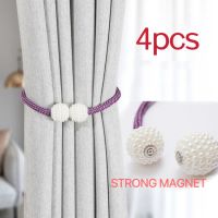 4PCS Pearl Magnetic Curtain Clip Curtain Holders Tie Back Buckle Clips Hanging Ball Buckle Tie Back Curtain Decor Accessories