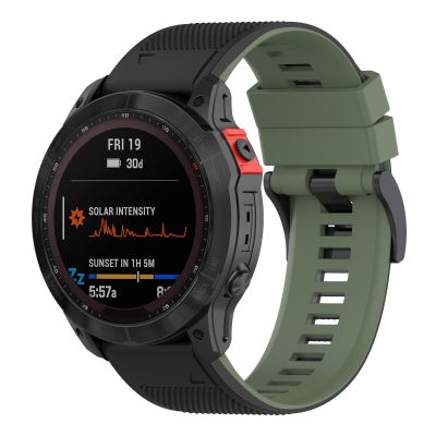 สำหรับ Garmin Fenix 7วงสองนาฬิกาซิลิโคนสี (สีขาวสีดำ) (ขายเอง)