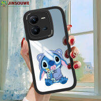 Jinsouwe เคส Vivov25e เคสมือถือสำหรับ Vivo V25E สำหรับเด็กผู้หญิงลายการ์ตูนปักปกหนังกรอบกระจกแบบเต็มตัว