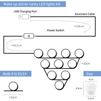 3โหมดสีกระจกแต่งหน้าแสง Led สัมผัสลดแสงโต๊ะเครื่องแป้งโต๊ะเครื่องแป้งโคมไฟหลอดไฟ USB 12โวลต์ฮอลลีวู้ดแต่งหน้ากระจกโคมไฟติดผนัง