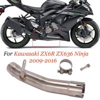 Motorcycle Exhaust Pipe Delete Catalyst Middle Link Tube Slip On Original Muffler Pipe For Kawasaki ZX6R ZX636 Ninja 2009-2016