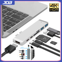 JDB พอร์ตแบบคู่ USB Type-C Hub HDMI สำหรับ MacBook Pro/Air 2018 USB C Hub 4K การ์ดความจำเครื่องอ่านการ์ด USB-C PD Charger Thunderbolt 3