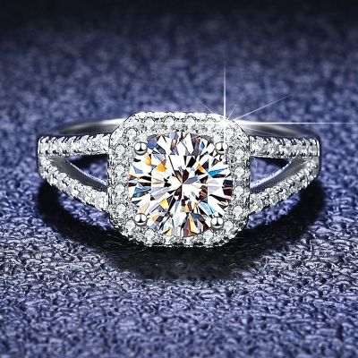Solid PT950 Platinum Rings 1ct Round D Color VVS1 Moissanite Diamond Eternal Rings Wedding Accessories for Women