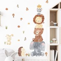 Cartoon Animals Wall Stickers for Children Kids Rooms Boys Baby Room Decoration Wallpapper Elephant Decals