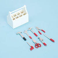 ชุดอุปกรณ์ทำมาจากไม้ชิ้นเล็ก Tool Kit Mini สำหรับบ้านตุ๊กตาพร้อมเครื่องมือช่างสมจริง8ชิ้น,อุปกรณ์ตกแต่งบ้านตุ๊กตา