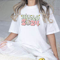 เสื้อยืด สไตล์ใหม่ HELLO 2024 การพิมพ์แฟชั่น เนื้อสัมผัสนุ่มเนียน สวมใส่สบาย