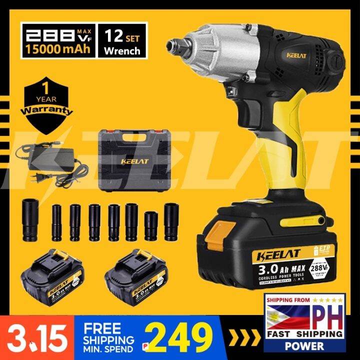 KEELAT 1/2 1/4 Inch Heavy Duty Cordless Impact Wrench Electric Wrench