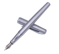 Duke 209 Steel Fude Calligraphy Fountain Pen Bent Nib   Pure Silver Color Writing Gift Pen for Painting / Office / Home  Pens