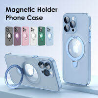 เคสที่วางแหวนแม่เหล็กสำหรับ11 12 13 14 Pro Max 14Plus ฟิล์มกระจกนูนขาตั้งกรอบ TPU เคสแบบเนื้อด้าน