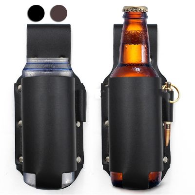 【hot】♟◘  Leather Beer Bottle Waist Wine Bottles Beverage Can Holder Outdoor Drink Cover