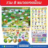 ChildGrand โปสเตอร์ โปสเตอร์เด็ก  ครบชุดทุกหมวดฮิต โปสเตอร์คำศัพท์ Art Card ขนาดเท่า A4 ABC กขค 1-100 วันในสัปดาห์ หมวดสัตว์ ผัก ผลไม้