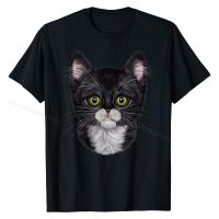 Cute Tuxedo Kitten Face, Tabby Cat T-Shirt Cotton Tops Shirts for Boys Cool T Shirt Leisure Cheap