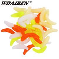 【hot】✌✹✖ 50 or100Pcs Fishing Lifelike Worms Maggot Grub Soft Bait Silicone Artificial Breadworm Smell Shrimp Additive Bass Carp