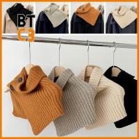 BTC3 สีทึบทึบ ที่อุ่นคอ ฤดูหนาวในฤดูหนาว ผ้าพันคอที่ถอดออกได้ ปกเสื้อปลอม ผ้าพันคอถักนิตติ้ง ปกปลอมปลอม