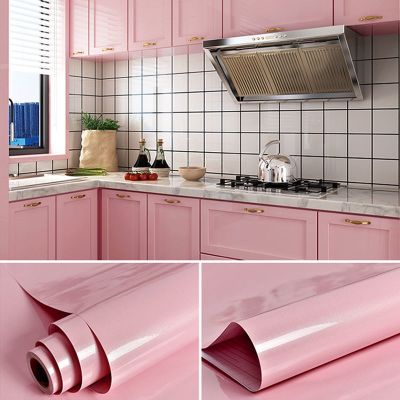 [24 Home Accessories] PVC สีทึบ Self Adhesive วอลล์เปเปอร์ไวนิลฟิล์มกันน้ำ DIY Renovation สติ๊กเกอร์ติดผนังกันน้ำมันตู้ครัว Home Decals