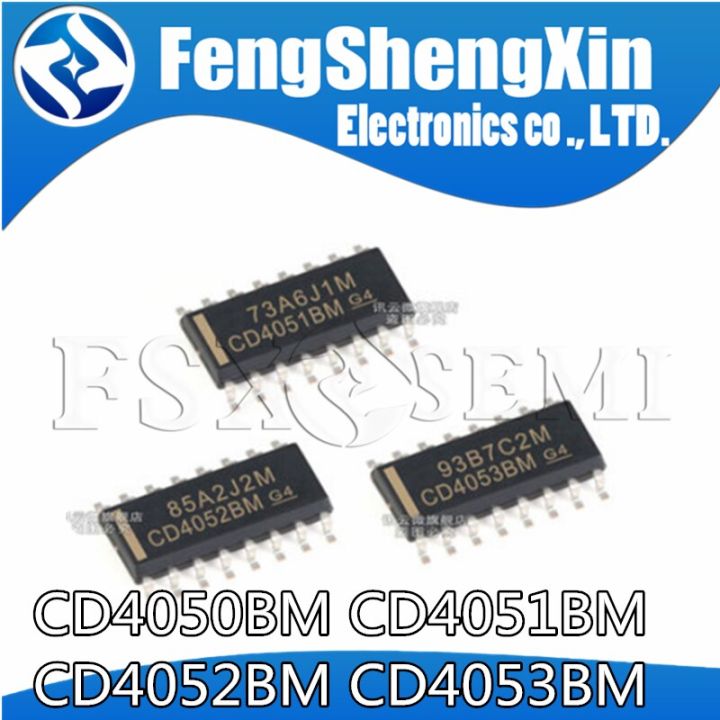 100pcs CD4050BM CD4051BM  CD4052BM CD4053BM SOP-16 SMD CMOS Analog Multiplexers/Demultiplexers with Logic Level Conversion  IC