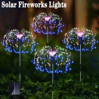 LED Surya Lampu Kembang Api Tahan Air Luar Ruangan Dandelion DIY Lampu Peri untuk Taman Lanskap Rumput Meriah Lampu Natal