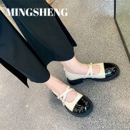 Mingsheng Phụ Nữ Của Muffin đế dày Bow Jk Đầu Lớn Mary Jane Giày da nhỏ