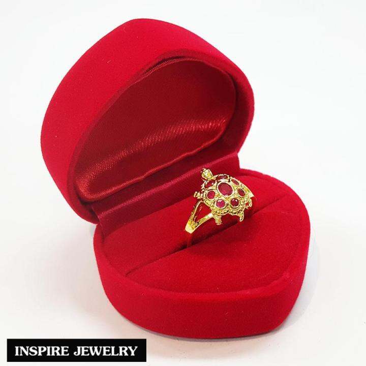 inspire-jewelry-แหวนเต่าทับทิม-thai-quality-นำโชค-เสริมดวง-ตัวเรือนหุ้มทองแท้-24k-พร้อมกล่องกำมะหยี่