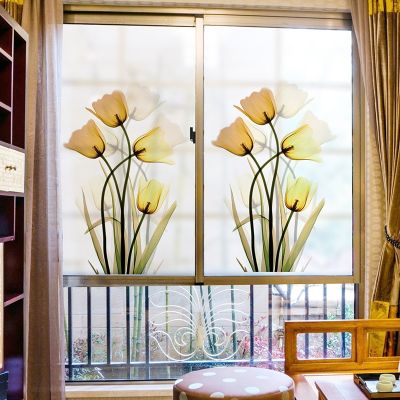【✱2023 HOT✱】 shang815558 ดอกทิวลิปห้องนอนตู้เสื้อผ้าการตกแต่งบ้านไฟฟ้าสถิตย์แบบสติกเกอร์กระจกมีฟิล์มเหนียวติดหน้าต่างในตัว