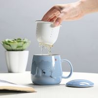 【hot】﹍❇ Filter Teacup Large Capacity Couple Drinkware Household with Lid Separation Cup