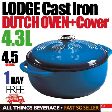 Lodge Cast Iron Dutch Oven W/ Iron Cover and Handle L8D03, 5 Qt