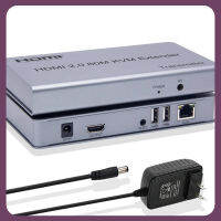 4K 60HZ HDMI 2.0 USB KVM 60M ตัวรับและแปลงสัญญาณตัวถ่ายทอดสัญญาณ HDMI ผ่าน RJ45อีเทอร์เน็ต CAT 5e 6 6E สายพอดีกับแป้นพิมพ์เมาส์