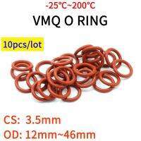 10ชิ้น Vmq O Ring ปะเก็นซีลหนา3.5Mm Od 12 ~ 46มม. ยางซิลิโคนหุ้มฉนวนเครื่องล้างกันน้ำทรงกลม Nontoxi สีแดง