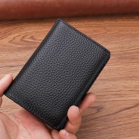 Cow Genuine Leather Business Card Holder Women Luxury Bifold Card  SolidColor Wallet Credit Card Case Coin Purse Holders for Men Card Holders