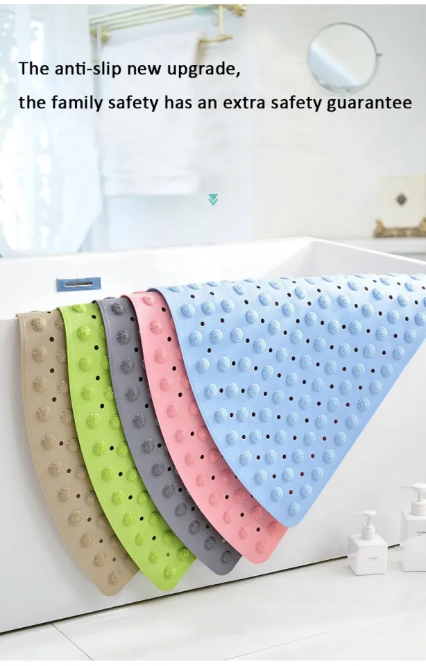 PVC Corner Shower Mat Large Triangle Non Slip With Suction Anti