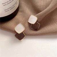 Korean temperament simple geometric color earrings stitching fashion personality earrings C309