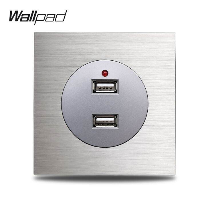 new-popular89-wallpad-l6เงินอลูมิเนียมสีเทา-panelusb-ชาร์จผนังซ็อกเก็ต2-4aoutlet-satinpanel