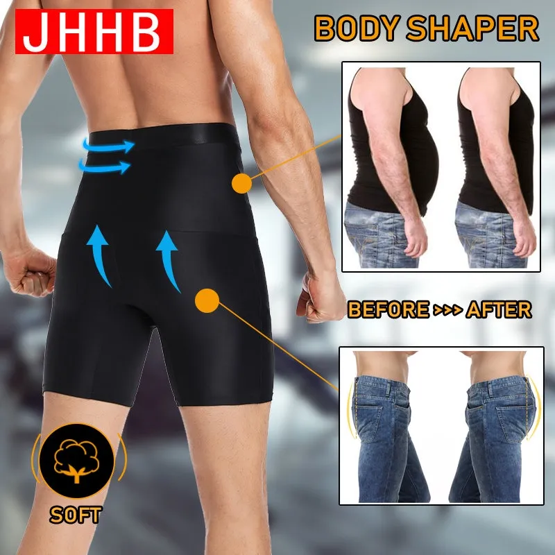 Mens Slimming Shorts Waist Trainer Body Shaper Compression Pants