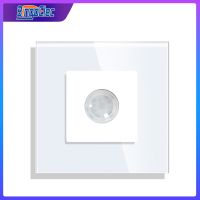 ✓ Bingoelec PIR Infrared Motion Body Sensor Switch Push Button Glass Mechanical Wall Mounted Switches EU Standard LED Light Switch