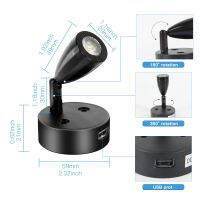 Warm &amp; Cool Light LED อ่าน Spotlight ภายในโคมไฟอลูมิเนียม Touch Control โคมไฟติดผนังหรี่แสงได้สำหรับเรือ RV Trailer Home