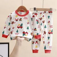 2023 New Autumn Cotton Suit Round Neck Boys Girls Long-sleeved Underwear Clothes Long Johns Childrens Pajamas Home Clothing