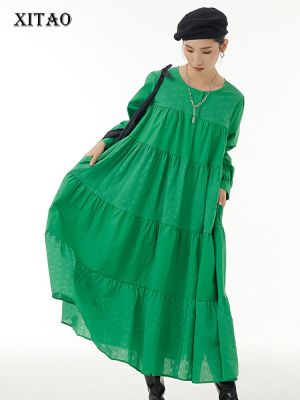 XITAO Dress Solid Color Loose Fashion Long Sleeve Women Casual Dress