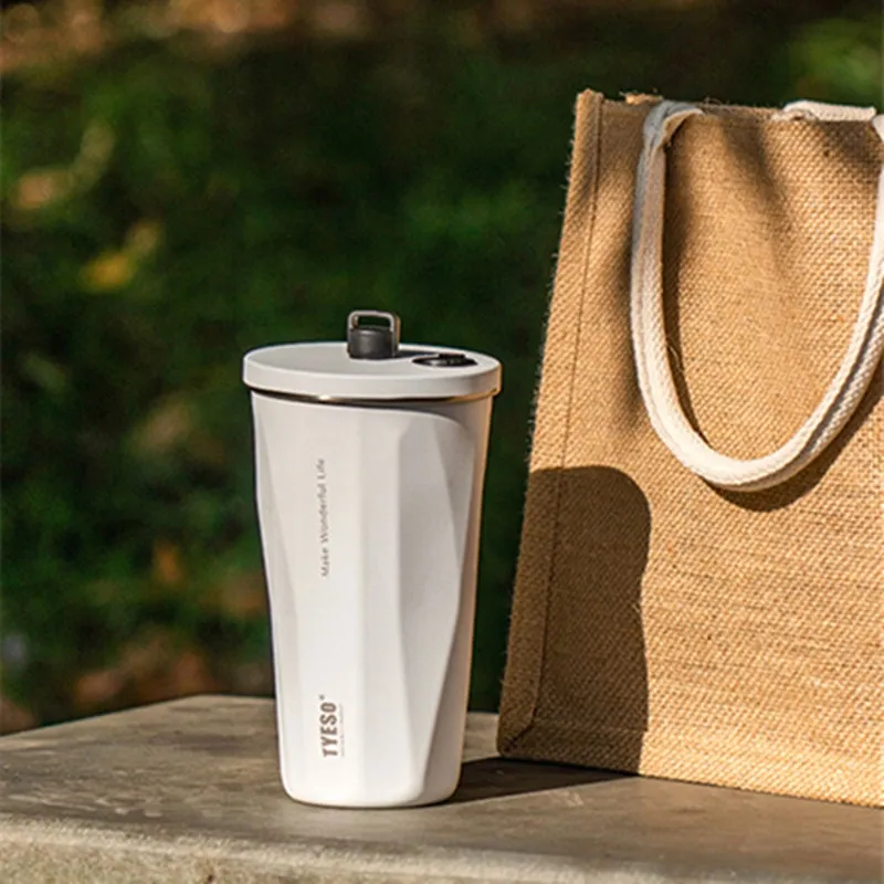 600ml Stainless Steel Vacuum Flask with Retractable Straw Leak-Proof Coffee  Tea Cold Drink Bottle Car Thermos Mug Tumbler