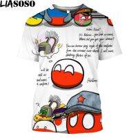 LIASOSO Polandball กราฟิก Countryballs พิมพ์ T เสื้อสำหรับชายแอฟริการัสเซีย UK อินเดียตะวันออกกลางอิรักของเล่นคอสเพลย์อะนิเมะเสื้อผ้า